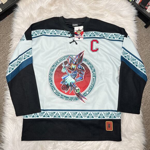 YUGIOH DARK MAGICIAN HOCKEY JERSEY YU GI OH ANIME SHIRT YUGI 96 BOXLUNCH - Picture 1 of 9